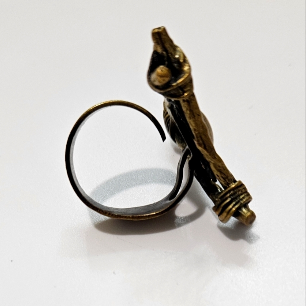 🌟New Handmade Genuine Brass Vintage Statement Ring- Yellow Gold Color Tone 🌟 - Picture 4 of 6